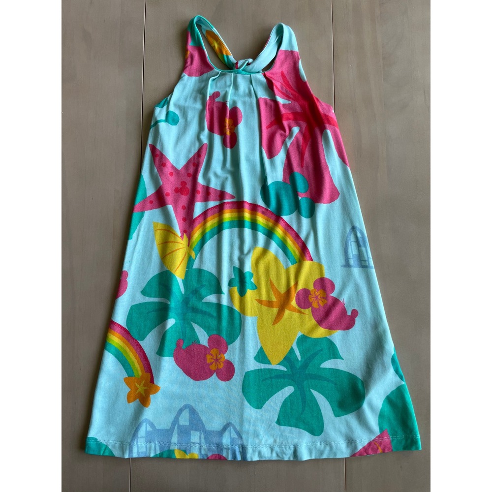 Disney Aulani Artist Showcase Hawaiian Dress Kids XS-4 Tropical Rainbow Hibiscus - Picture 2 of 8